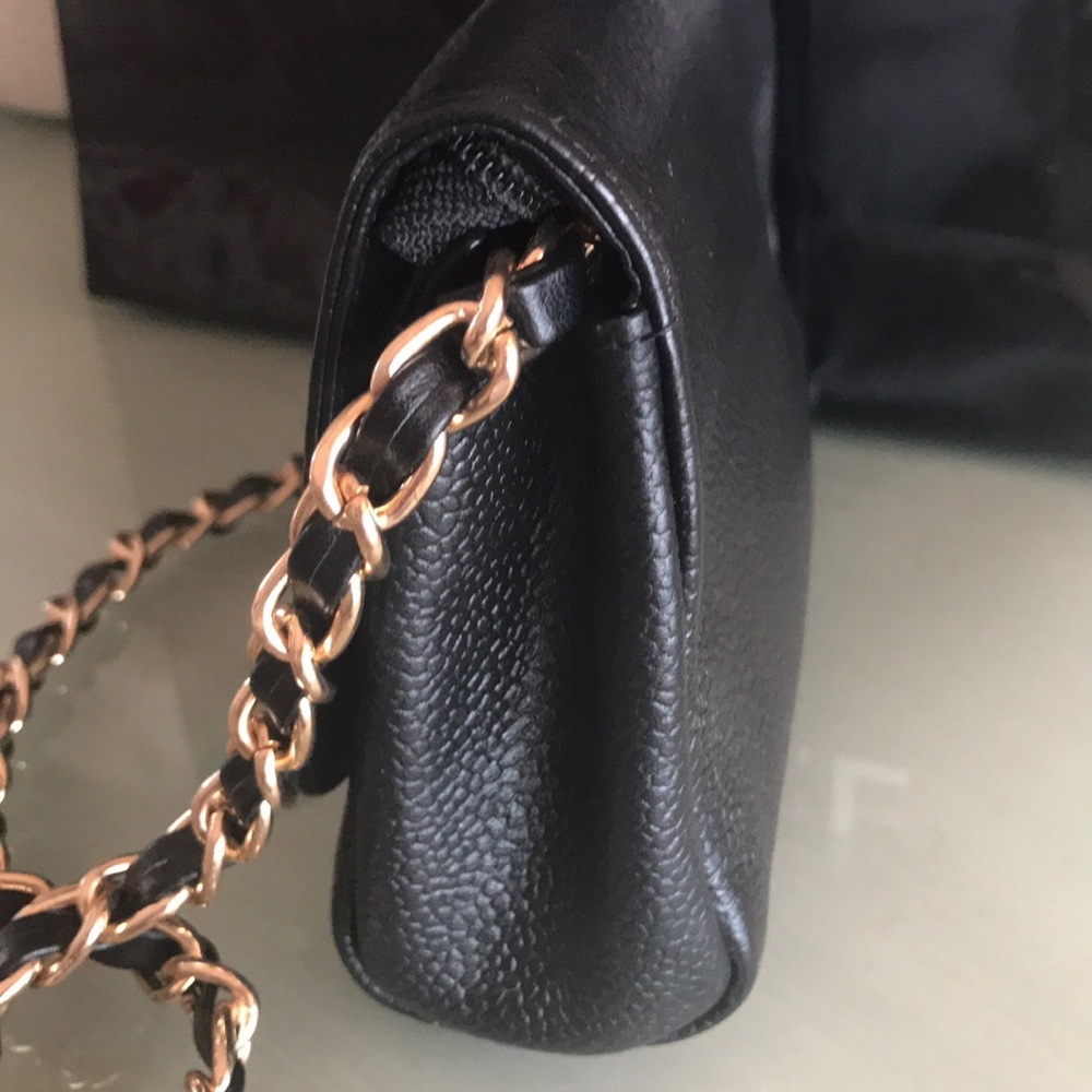 CHANEL Black Quilted CC Logo Caviar pouch-modified with added chain holes - Picture 4 of 8